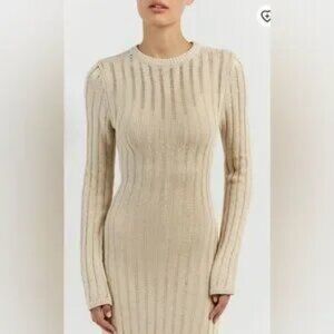 Dissh STEVIE NATURAL LONG SLEEVE MAXI DRESS